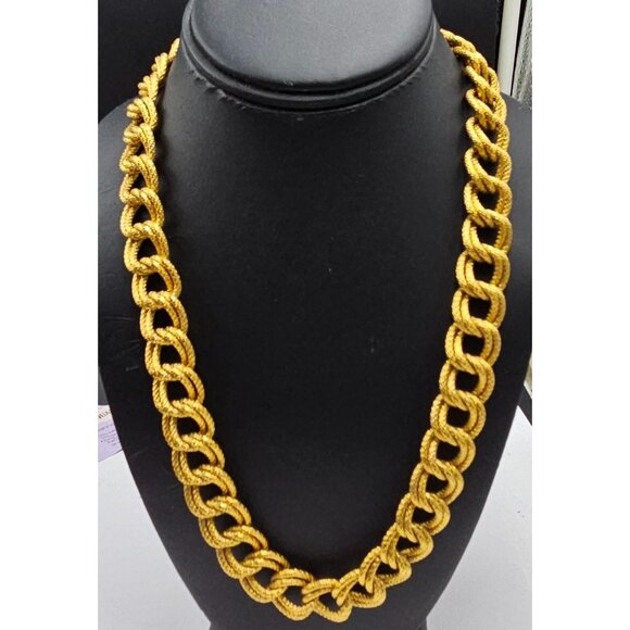 Vintage NAPIER Pat. # 4,774,74  Chain Necklace Gold Plated Textured Double Link - Picture 1 of 5